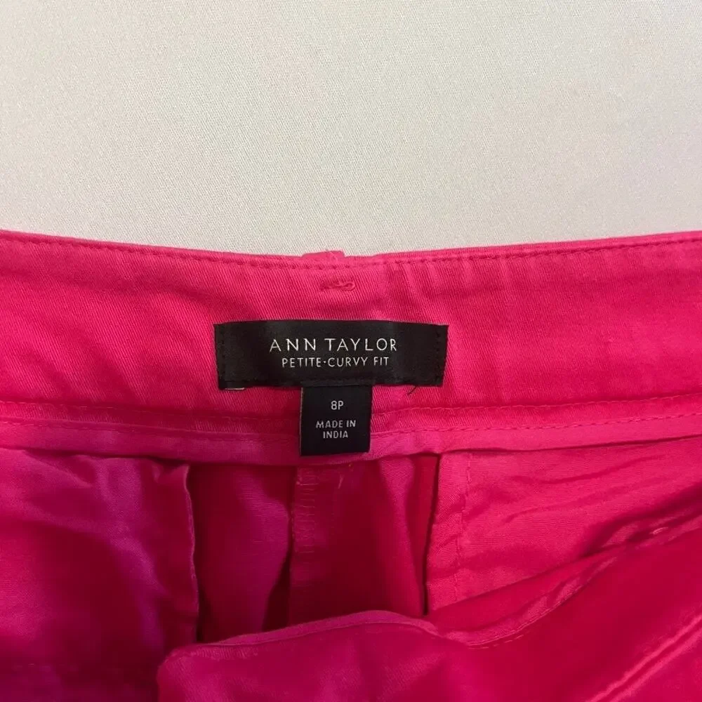 Ann Taylor Petite Curvy Fit Bright Pink Ankle Pants 8P - Picture 5 of 9